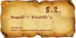 Bognár Kleofás névjegykártya