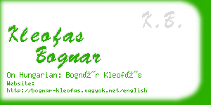 kleofas bognar business card